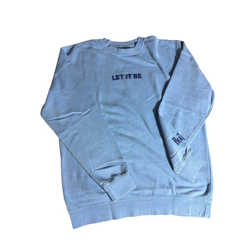 The Beatles Let It Be Embroidered Sweatshirt Unisex Size L Blue Crewneck NEW